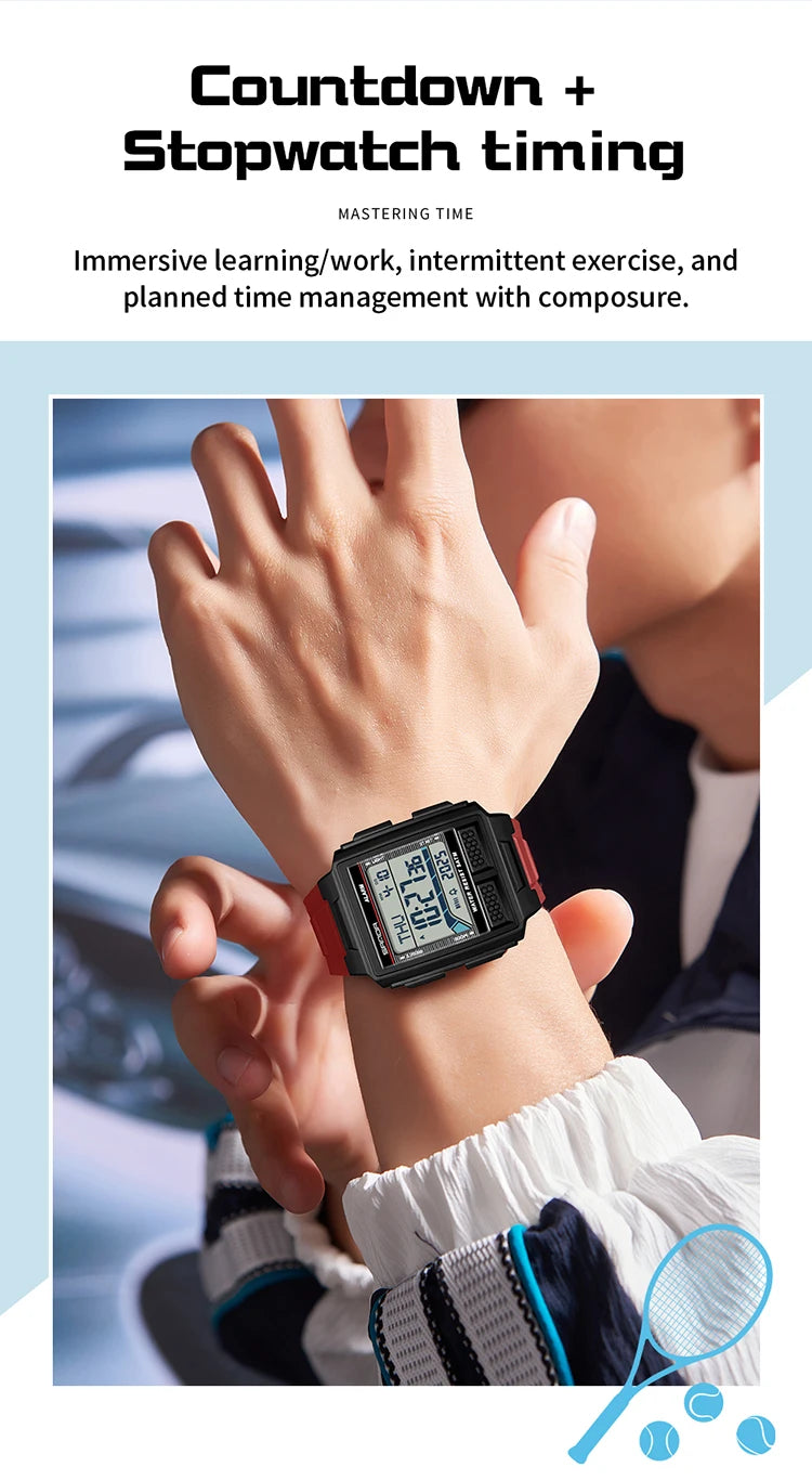 SANDA 2212 Fashion Electronic Watch Alarm Clock Luminous Calendar Water Resistant Shockproof Sports Digital Watches for Man