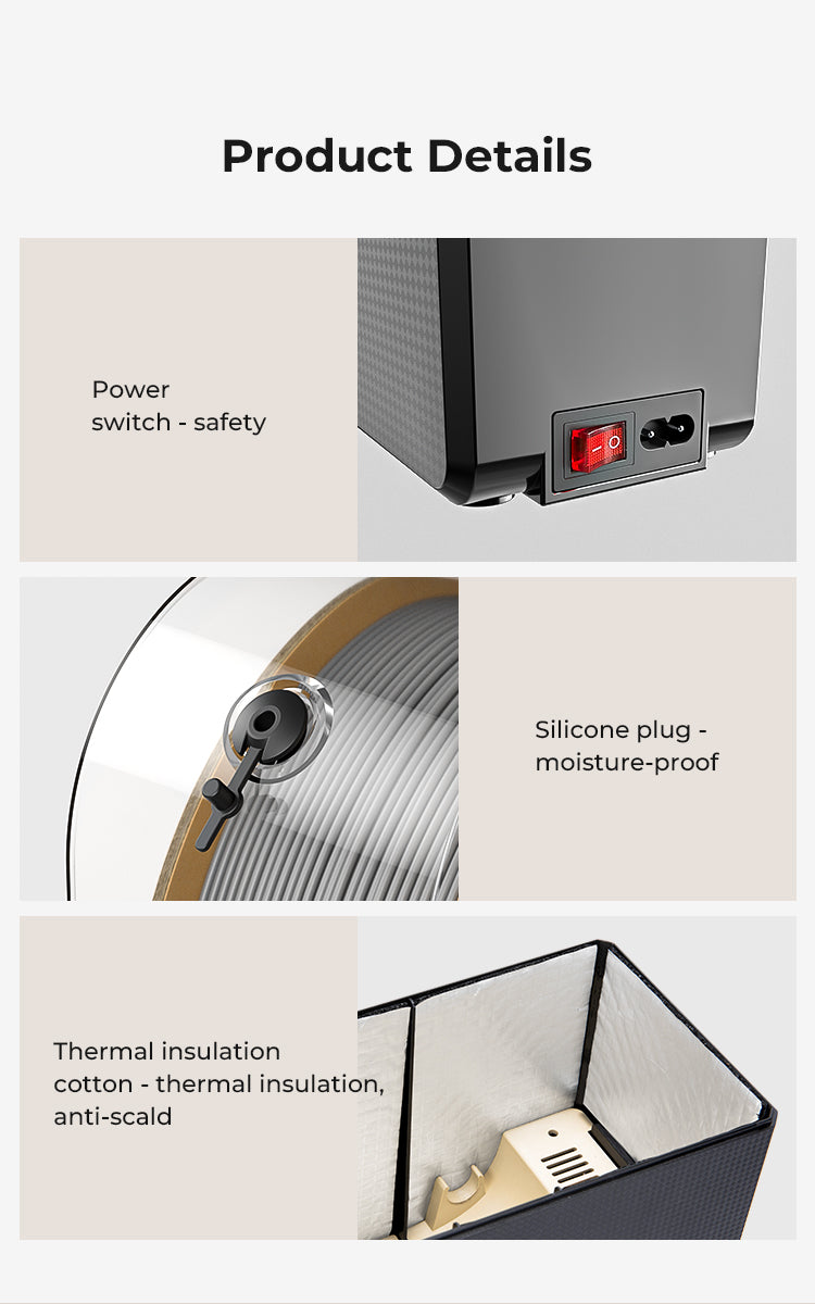 Creality Filament Dryer Upgrade Fan Filament Dry Box 1KG PLA PETG ABS TPU Filaments Dehydrator Storage Box Filament Spool Holder