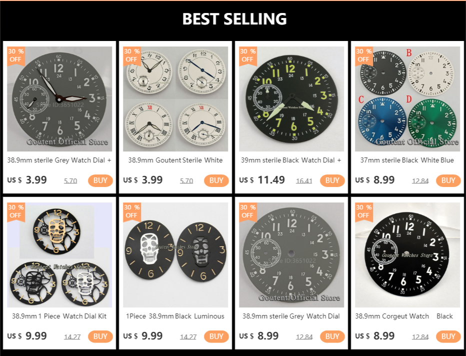 Goutent 38.9mm Watch Dial Kit ETA 6498 ST3600 White Dial Watch Face