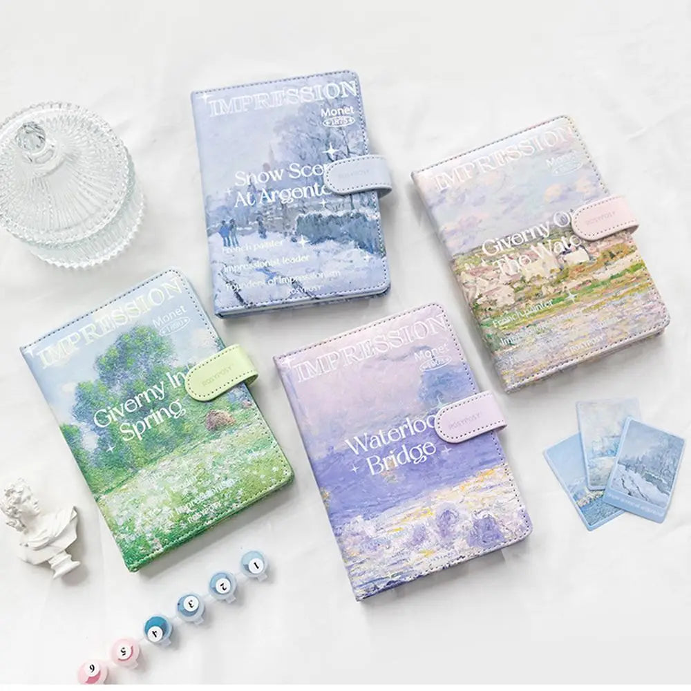 Office Supplies Oil Painting Landscape Magnetic Buckle School Stationery Scenery Notebook Handbook DIY Scrapbook Notepad