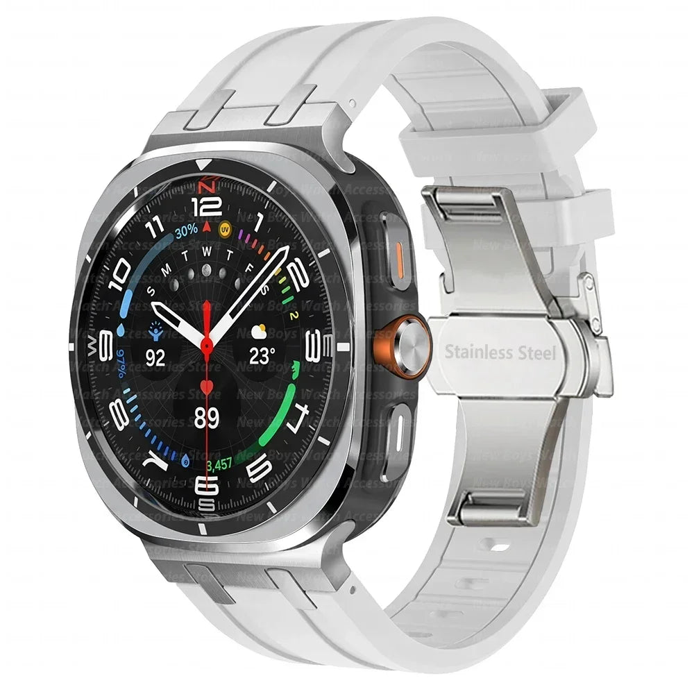 Luxury Sports Rubber Band for Samsung Galaxy Ultra Watch 47mm Curved End Silicone Strap for samsung ultra 7 47 47MM Men Bracelet