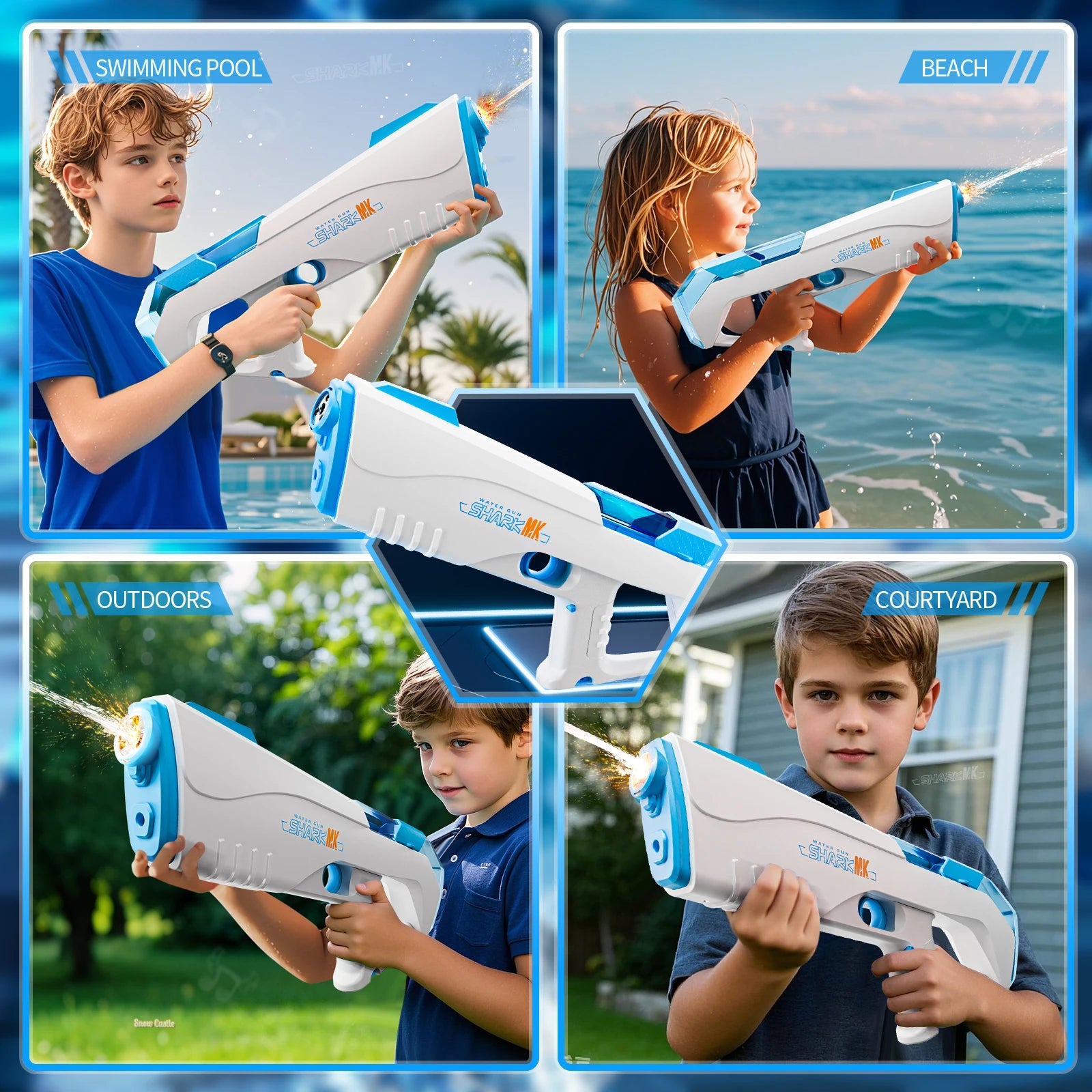 Summer High Pressure Electric Water Gun, Automatic Water For Outdoor Pool, Multiple People Fighting Games Water Toys