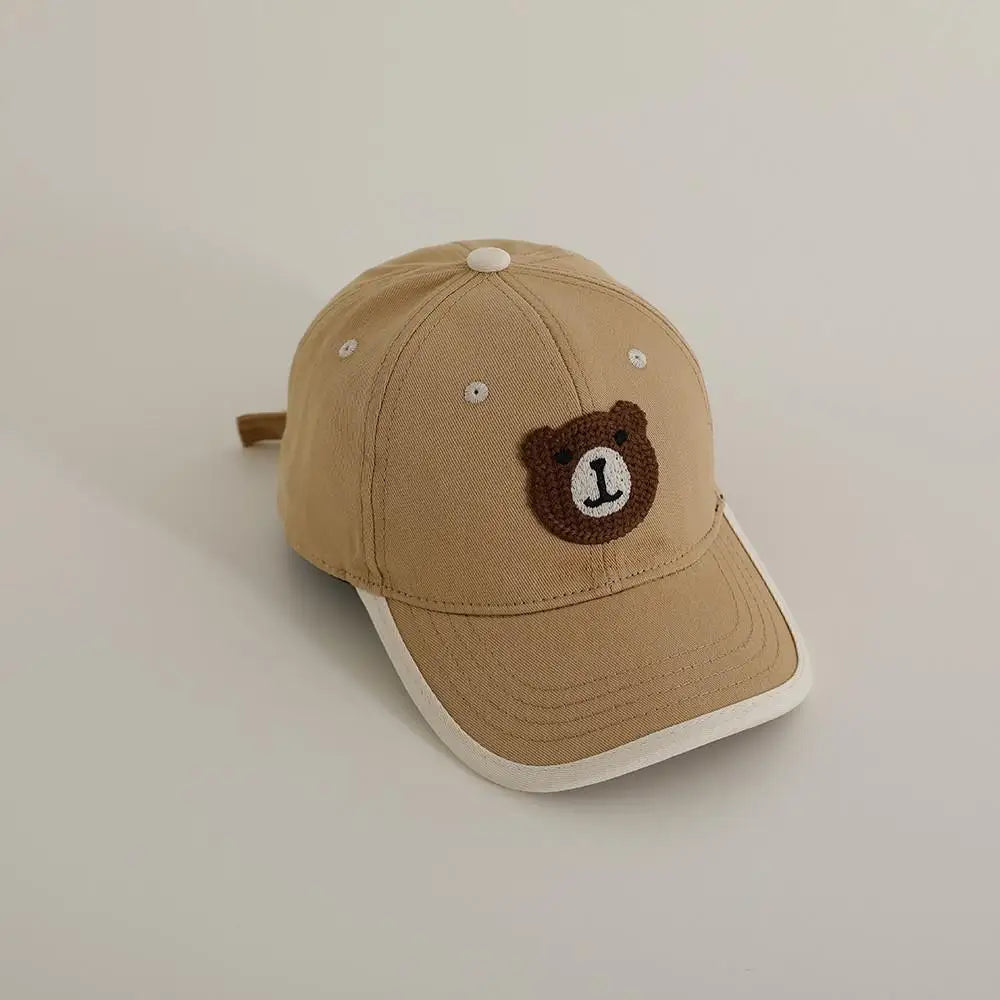Handmade Knitted Cartoon Bear Baby Baseball Cap Fashion Children Peaked Caps Sunshine Sunscreen Boy Girl Sun Hat Kid Casual Hats