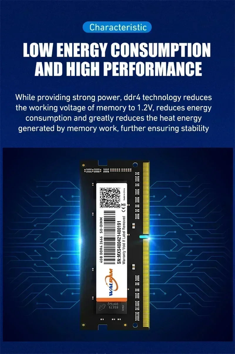 WALRAM Memoria Ram DDR3 DDR3L 8GB 4GB Ram DDR4 16GB 3200MHz 2666MHz 2400MHz 1600MHz Sodimm Internal Memory For Laptop Notebook