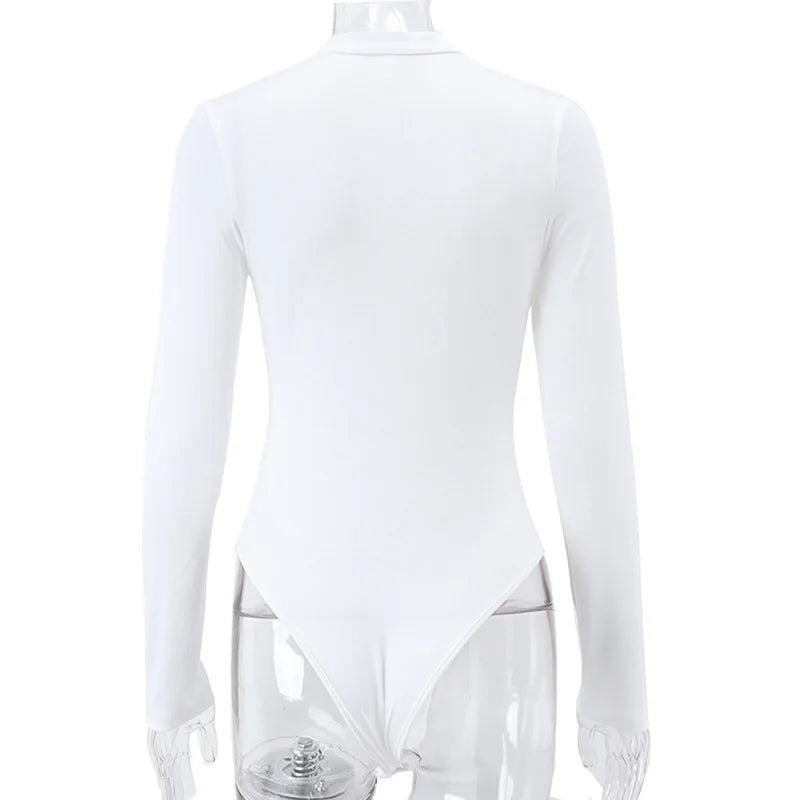 Ladies' sexy long-sleeved one-piece top with cut-out front and low-cut long-sleeved T-shirt for women, suitable for spring and s