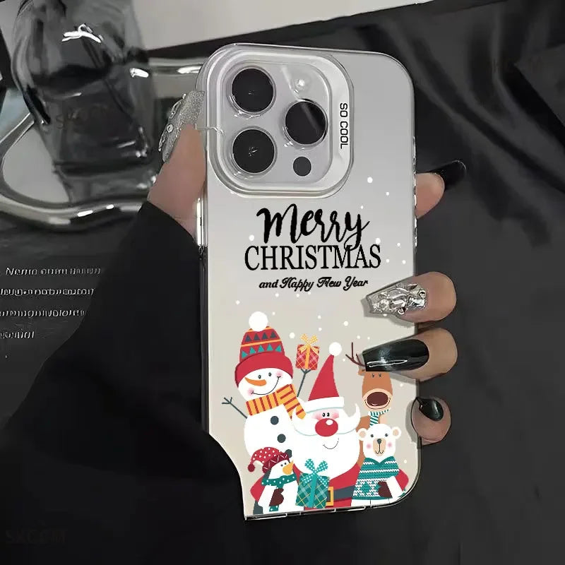 New Style Christmas Pattern Phone Case For iPhone 16 15 14 13 12 11 Pro Max XS X XR 7 8 16 Plus SE 2022 Shockproof Hard Cover