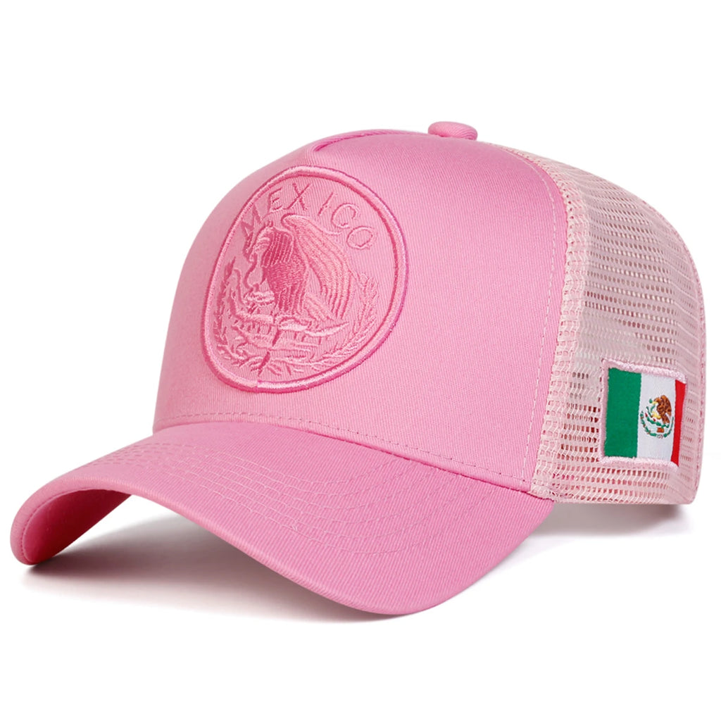 Unisex Mexican Flag Embroidery Baseball Net Caps Spring Summer Outdoor Adjustable Casual Hats Dad Hat Sunscreen Hat