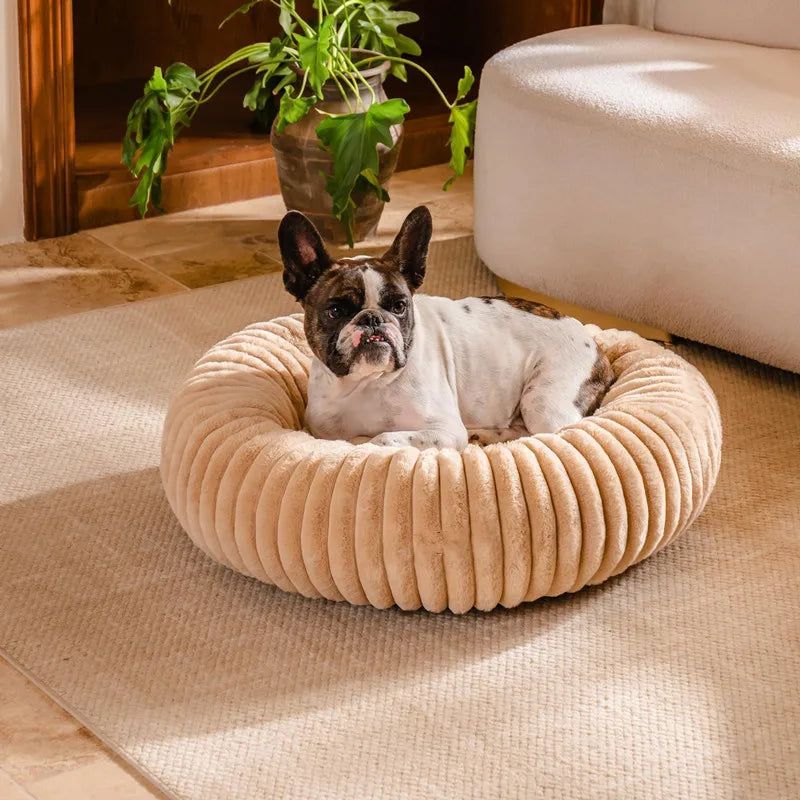 Pet Nest Rabbit Plush Pet Pad Long Hair Round Cat Nest Universal Warm Dog Bed in All Seasons Soft Cat House  Pet Accessories