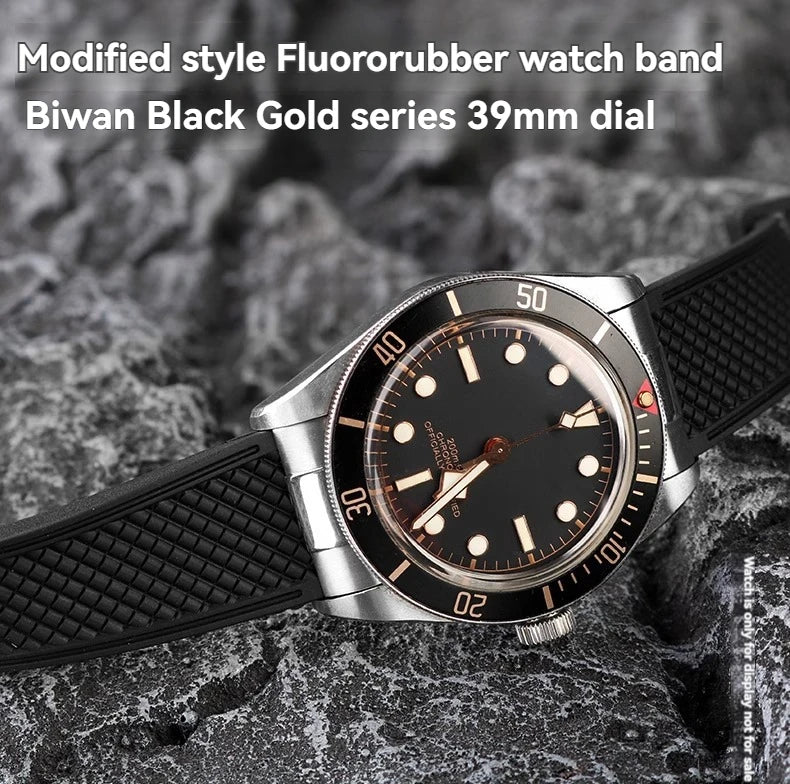 Metal End Link Curved End With Fluoro Rubber Strap 20mm Waterproof Quick Release Bracelet Fit for 39mm Tudor Black Bay GMT