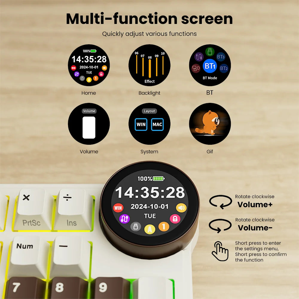 ROYAL KLUDGE RK N99 Wireless Mechanical Keyboard 98 Keys PBT Keycaps Gasket RGB Tri-mode Bluetooth Gamer Keyboard Display Screen