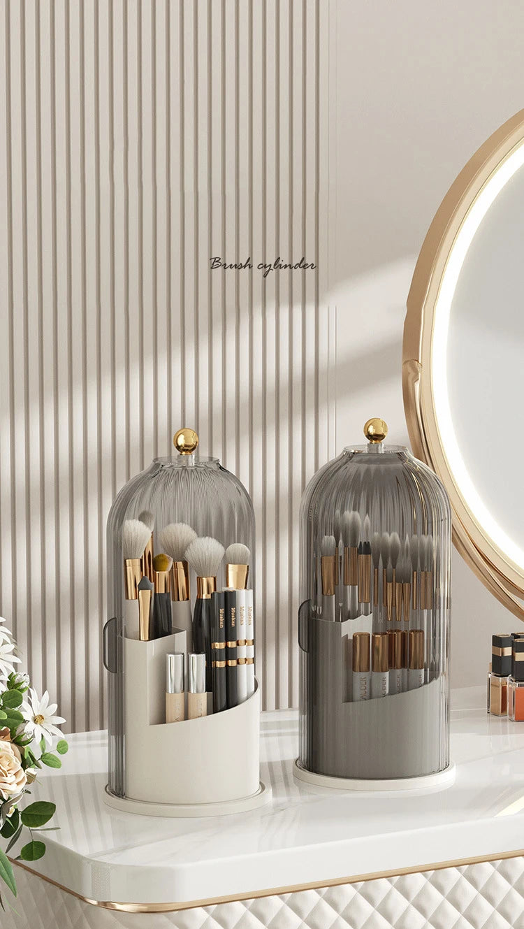 360° Rotating Make Up Organizer With Lid Luxury Cosmetic Brushes Holder Lipstick Eyebrow Pencil Holder Eye Shadow Storage Box