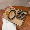 for Magsafe Bracket Plating Case for iPhone 16 15 14 Pro Max Plus 13 12 Magnetic Stand Ring Holder Transparent Shockproof Cover