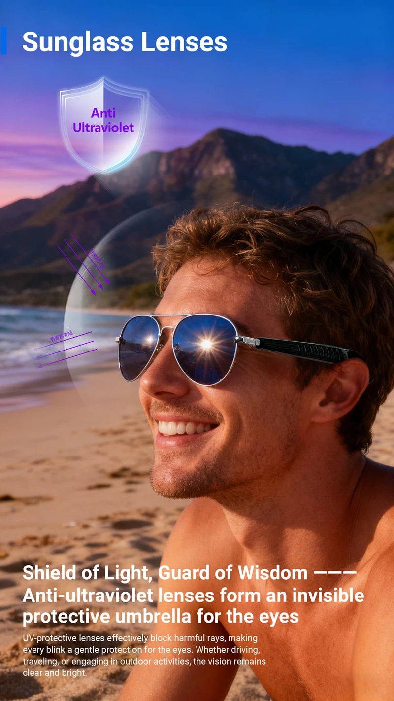 2026 New 800W Pixel Camera Smart Glasses Video Recording AI Photo Recognition Bluetooth Call Voice Translation Sunglasses Man