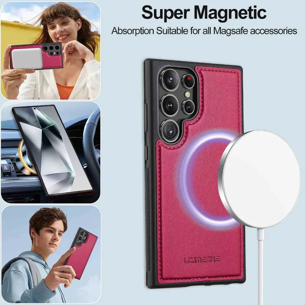 Detachable Wallet Case For Samsung Galaxy S25 Ultra S24 FE S23 + Plus Card Holder Kickstand Shockproof Wrist Strap Flip Cover