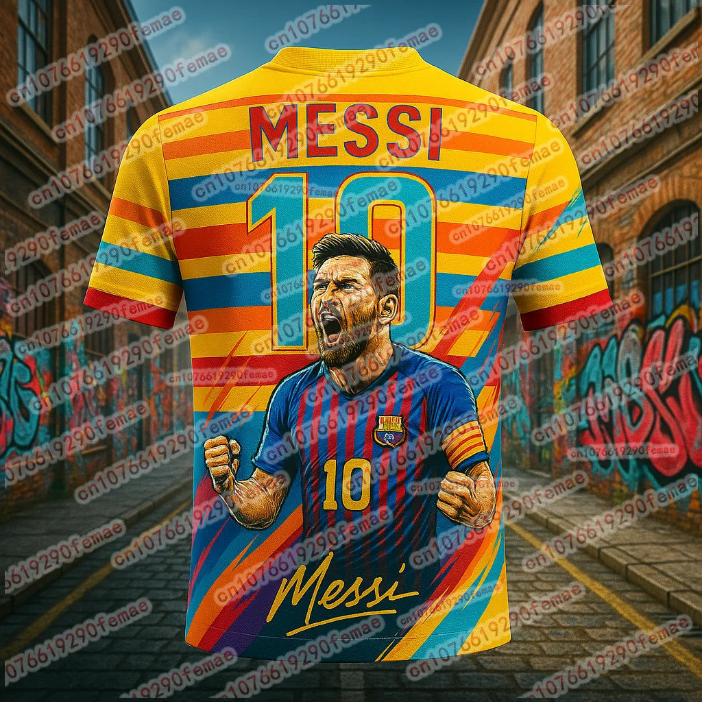 2025 Messi Fashion Superstar 3D Printed Fan Commemorative T-shirt Outdoor Breathable Quick Drying Comfortable Training Jersey