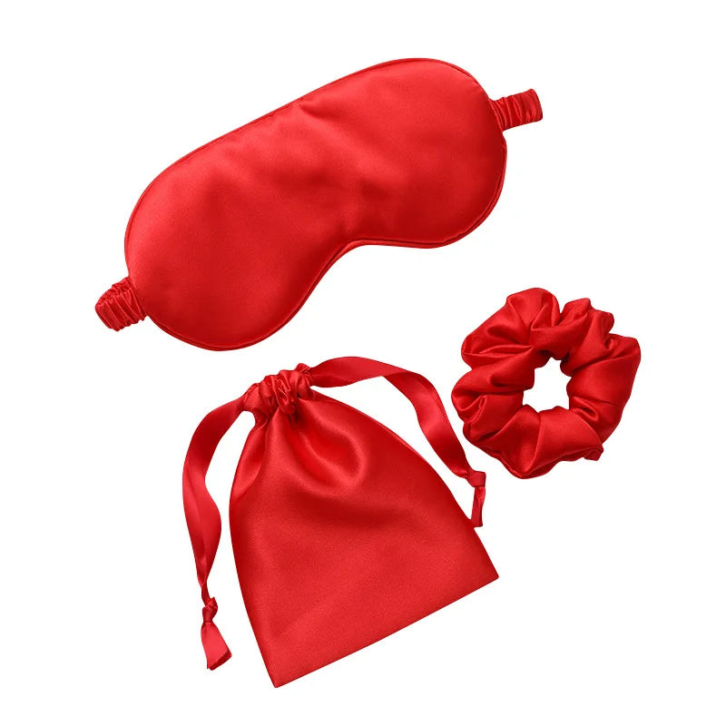 3Pcs Set Women Imitated Silk Sleep Eye Mask Eye Patches Face Mask Eyeshade Blindfold Travel Rest Eye Cover Night Eyeshade