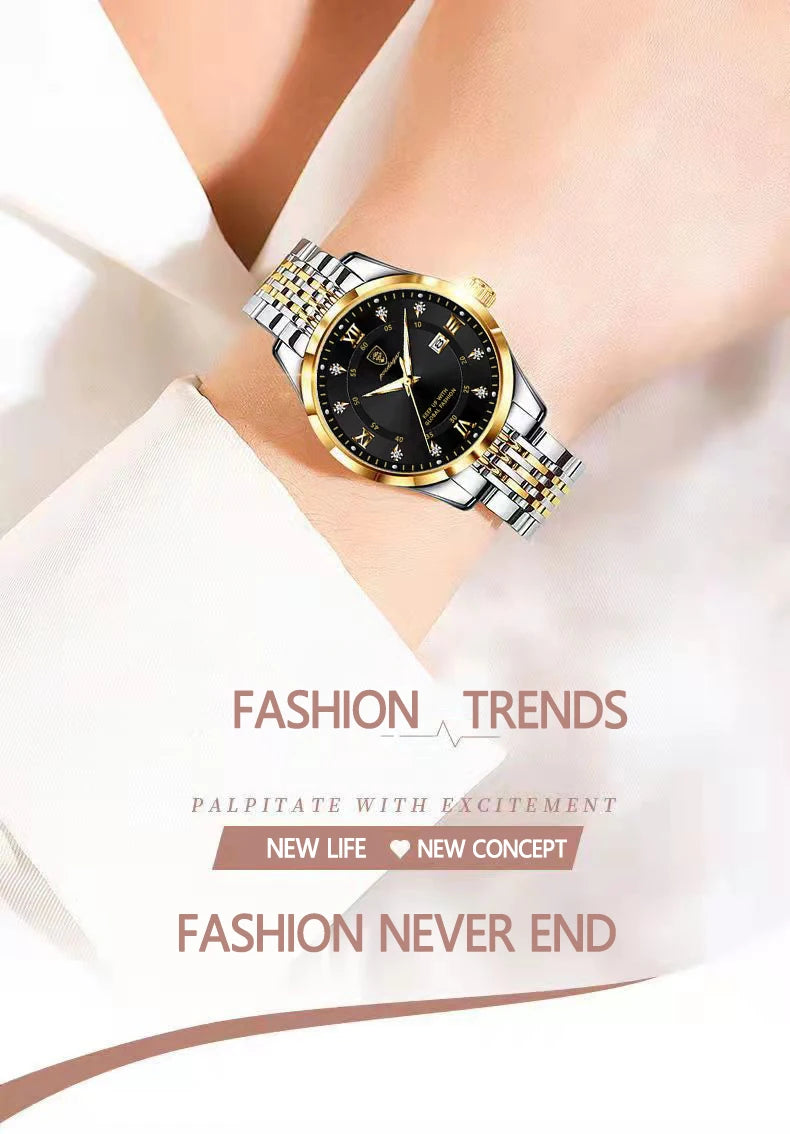 POEDAGAR Top Luxury Fashion Women Watches Waterproof Luminous Date Ladies Quartz Watch Stainless Steel Simple Casual Woman Watch