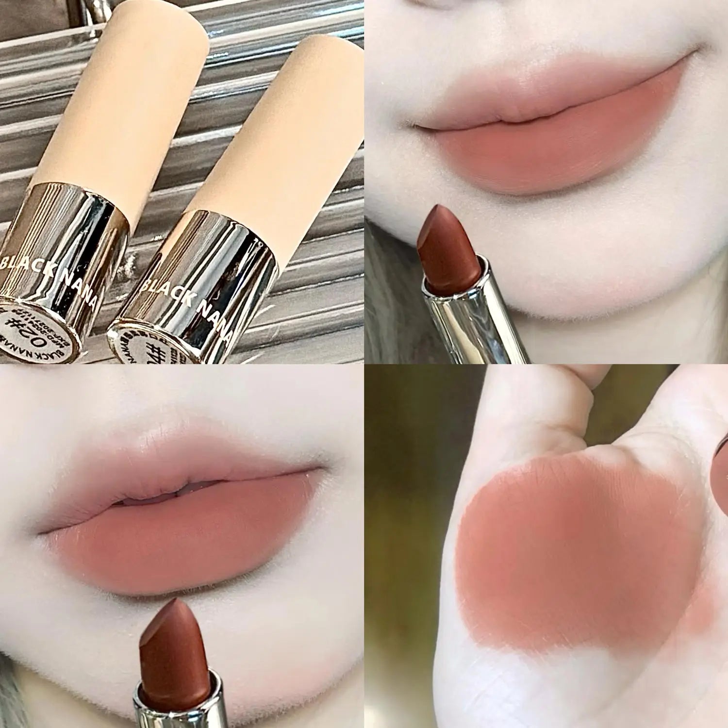 Dark Plum Matte Velvet Lipstick Smooth Application Long-Lasting Natural Highly Pigmented Lipstick Nude Brown Pink Lip Cosmetic