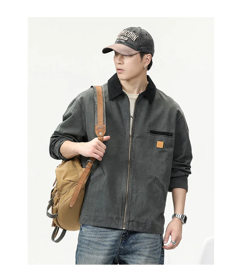 Men's fashion brand wash to do old American vintage cargo jacket high-grade fashion coat