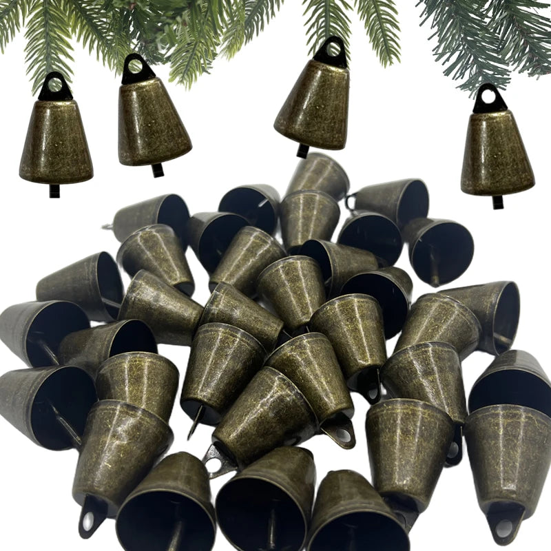 Festival Party - A pack of 20 antique bronze cast iron bells with loud and clear sound. Suitable for Christmas, Halloween, Easte