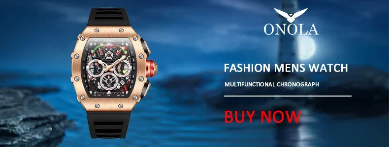 Hot Selling Fashion Fully Automatic Mechanical Watches Men ONOLA Unique Design with Diamond Inlaid Waterproof Tape Men's Watch