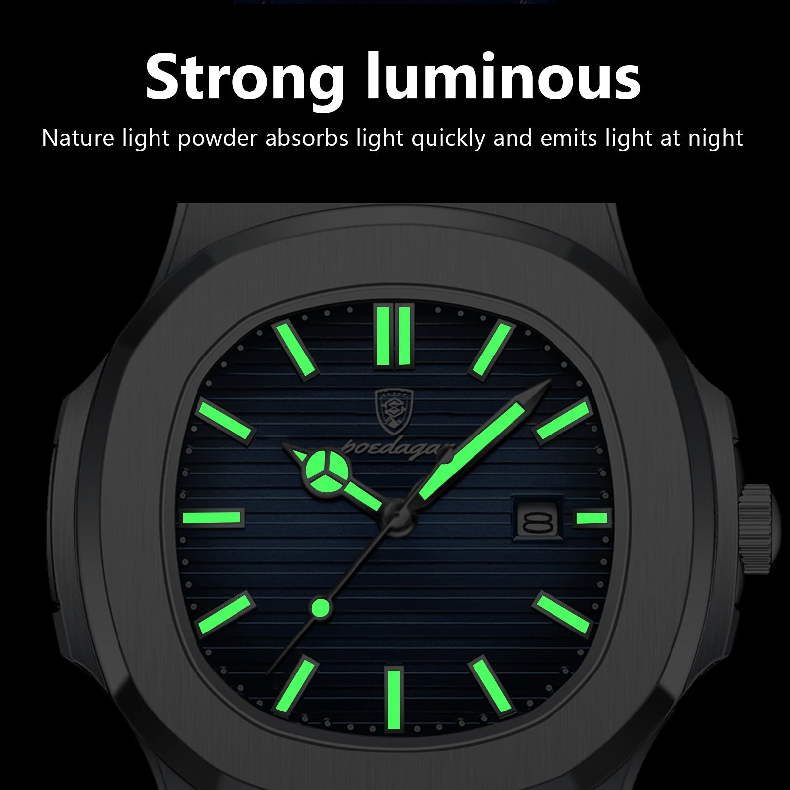 POEDAGAR Luxury Original Man Watch Date Waterproof Luminous Square Men Wristwatch High Quality Leather Men's Quartz Watches Male