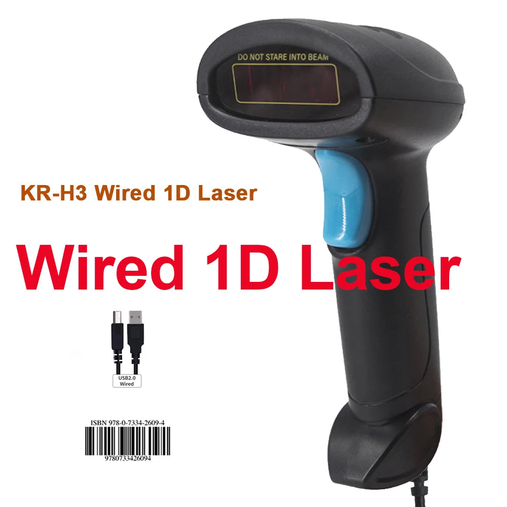 KEFAR Wireless Barcode Scanner Wired Handheld Barcode Reader Bluetooth QR PDF417 DM Codes Reader for Smartphone Screan Reader