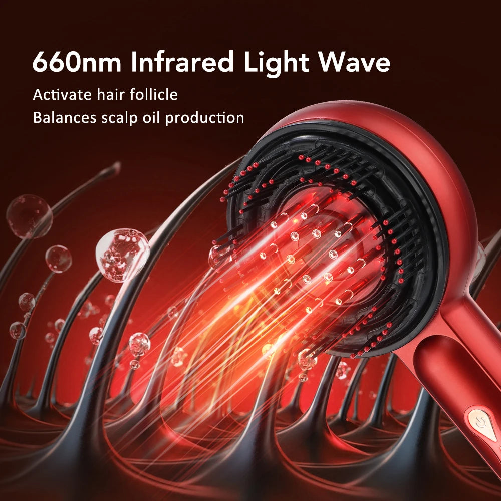 Electric Vibration Massage Comb Blue&Red Light Therapy Hair Growth Massage Scalp Brush Anti Hair Loss Improve Scalp Health Care