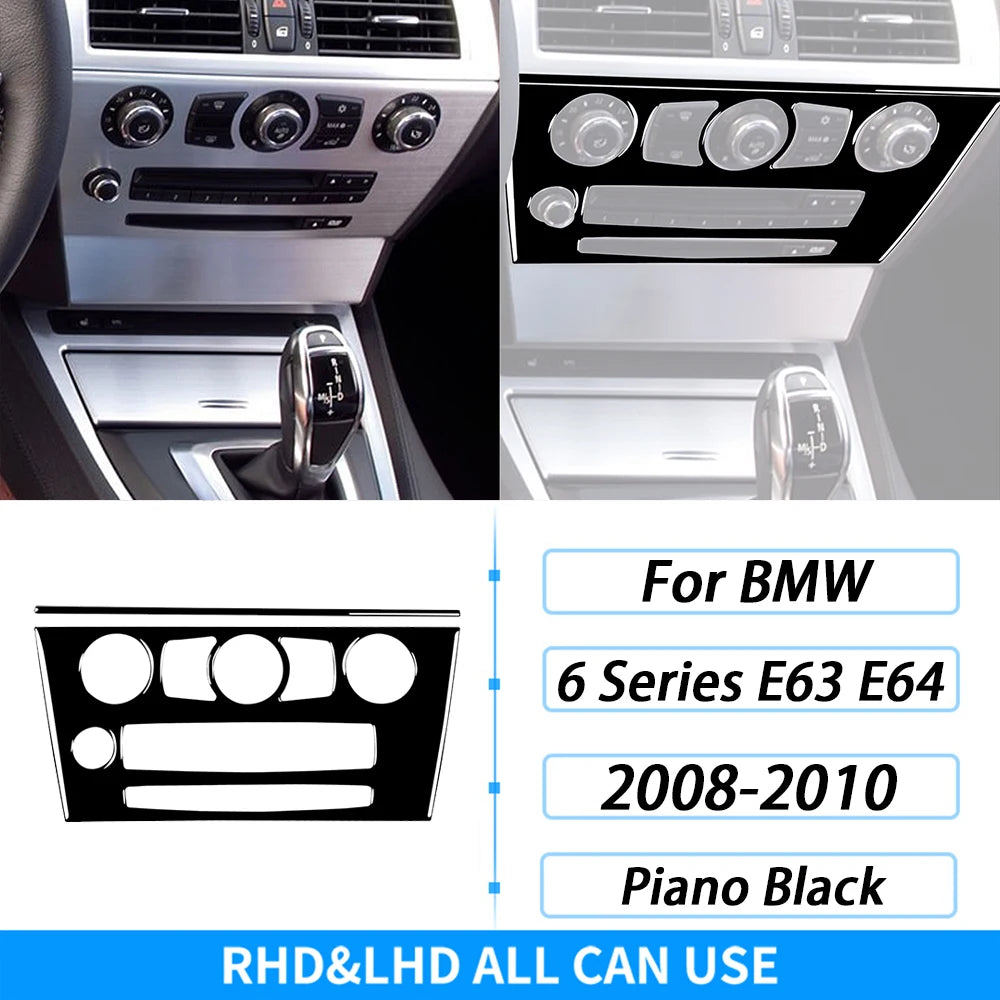 For BMW M6 6 Series E63 E64 2004-2010 Piano Black Gear Shift Air Outlet Window Lift Panel Set Car Interior Accessories Sticker