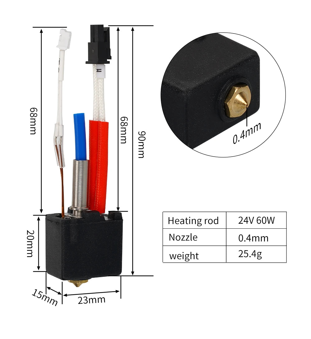 Upgraded Hotend kit 24v for Anycubic Kobra 2 Kobra 2 Series Neo Pro/Plus/Max Hot End Kit 24V 60W Kobra 2 Plus/2 Max/2 Neo/2 Pro