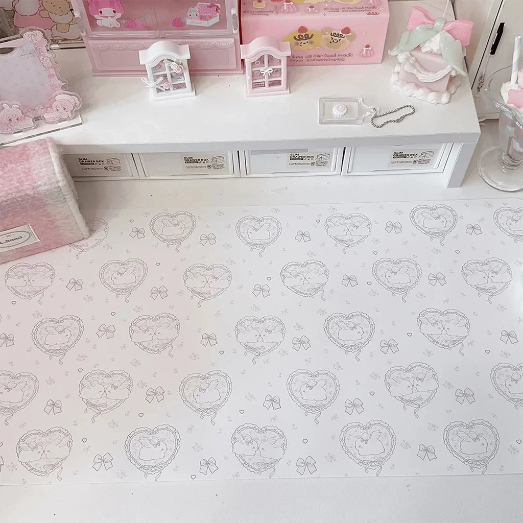 New Original Angel Girl Leather Mouse Pad Cartoon Rabbit Anti-slip Anti-fouling Dining Table Mat Large Size Computer Keyboard Pa