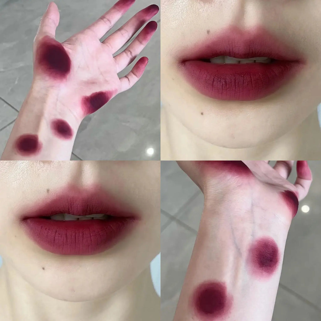Dark Plum Matte Velvet Lipstick Smooth Application Long-Lasting Natural Highly Pigmented Lipstick Nude Brown Pink Lip Cosmetic