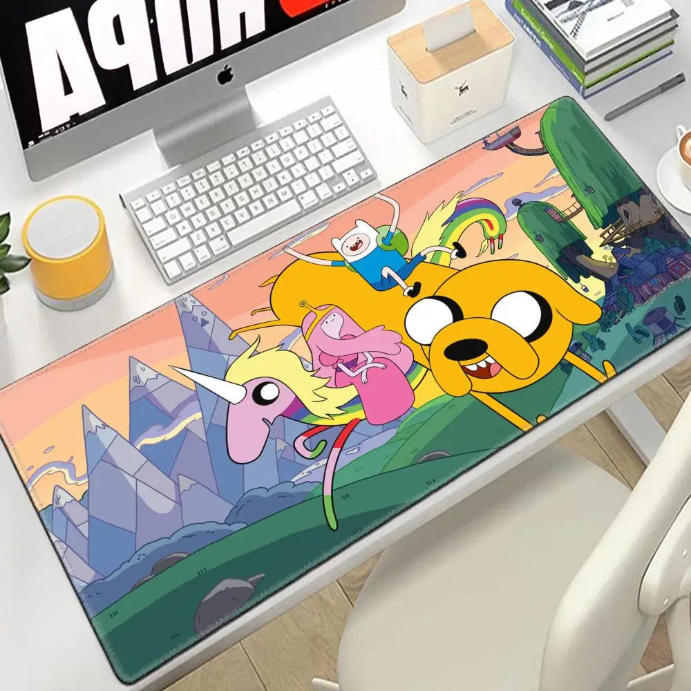 Desk Mat Adventure Time Mouse Pad Large Gamer Cabinet Pc Cabinets 80x30 Extended Cute Keyboard Mousepad Games Gaming Accessories
