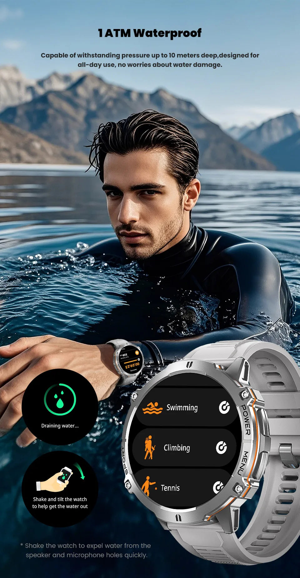 2026 Military TANK X3 Smart Watch Men 1.73" AMOLED Screen 5ATM Waterproof 1000mAh Battery GPS Sports Fitness Track Smart Watches
