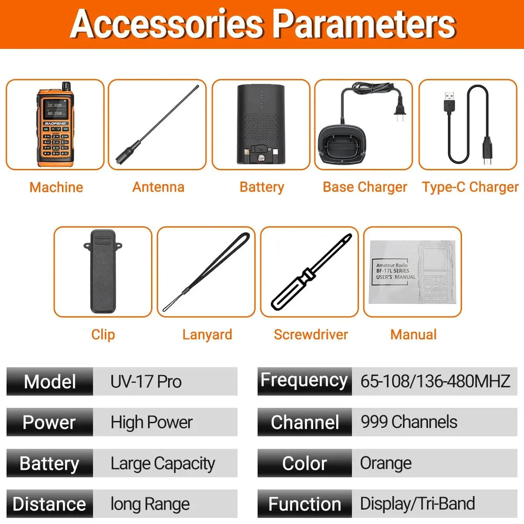 Baofeng UV 17 Pro Wireless Copy Frequency Walkie Talkie 16 KM Long Range Flashlight Type-C Charger Ham Radio UV 17 Pro L K5 5R
