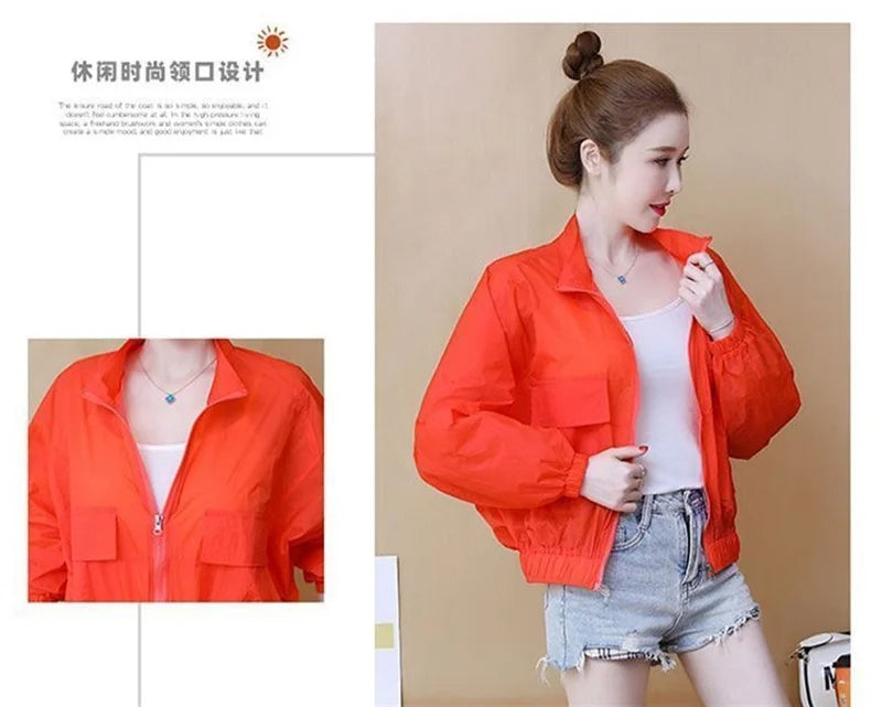 Women Sunscreen Clothing 2026 Summer Thin Short Jacket Korean Fashion Solid Versatile UV Resistant Jacket Female Tops Outerwear