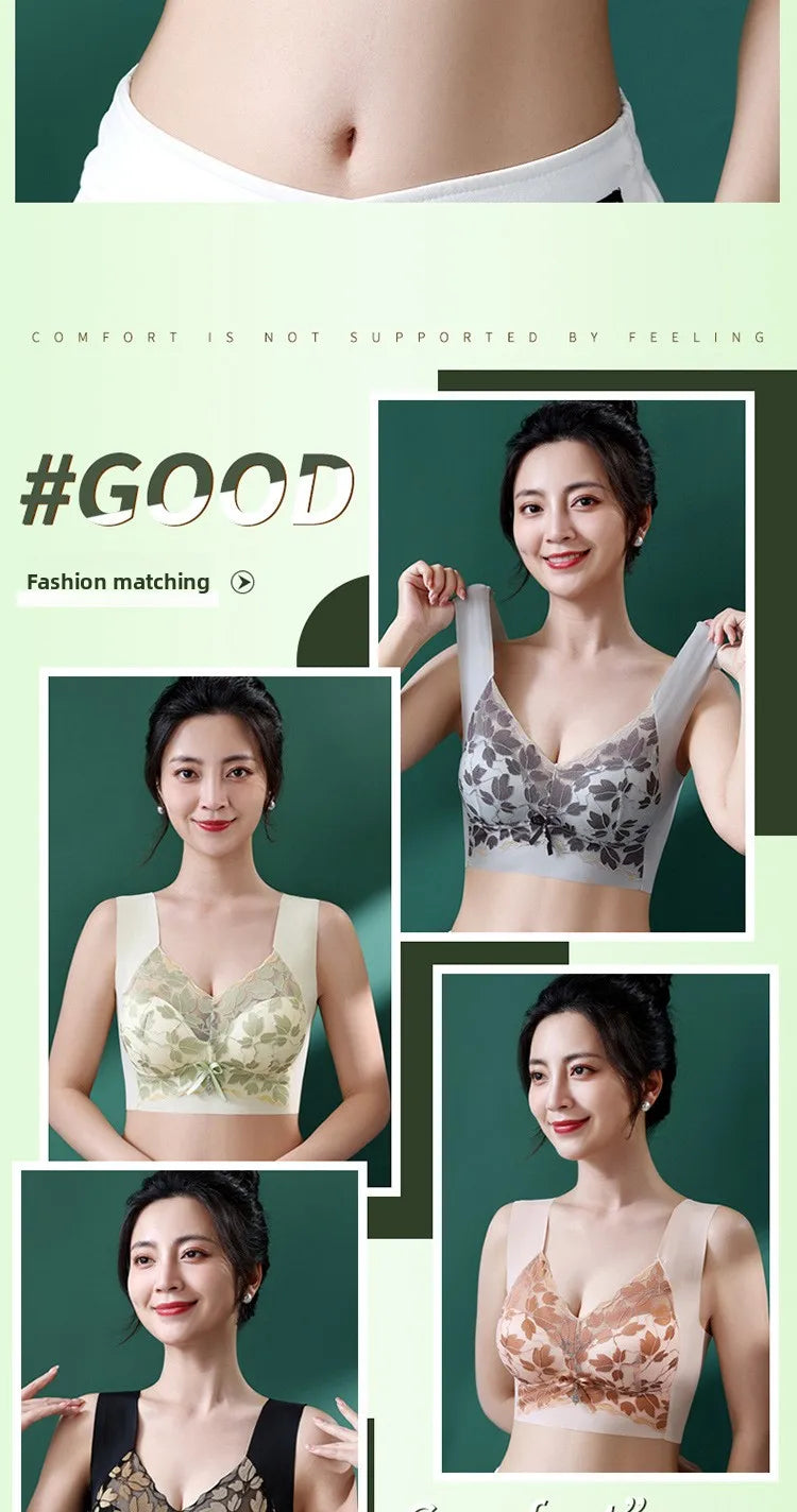 Ladies sexy lace gathered oversized bra comfortable without steel ring luxurious with beautiful back no trace breathable bra