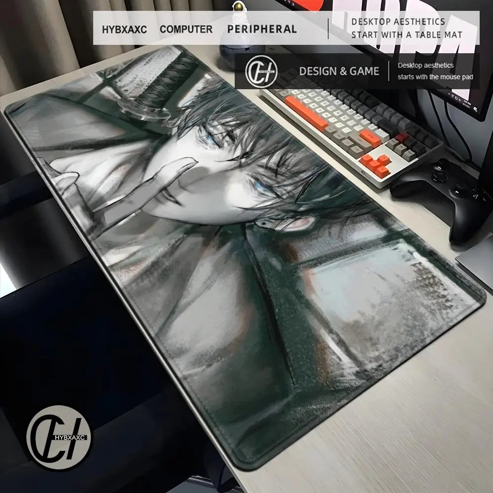 Black And White Anime Mousepad Laptop C-chainsaw Man Keyboard Pad PC Gaming Accessories Aki Hayakawa Desk Mat