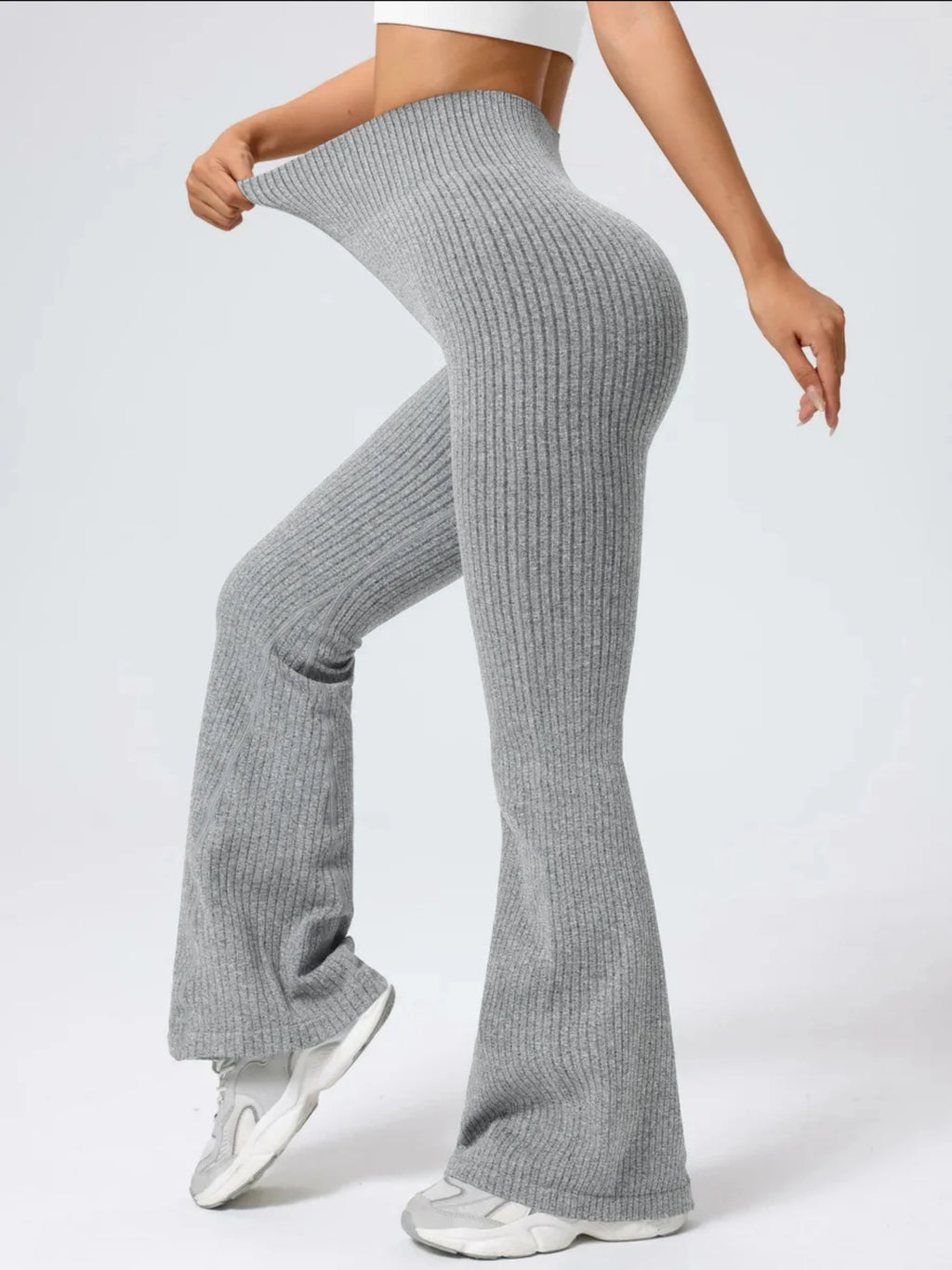 High-waisted tapered flared yoga pants, high-waisted butt-lifting fitness leggings, peach-shaped butt sports long pants, wide-le