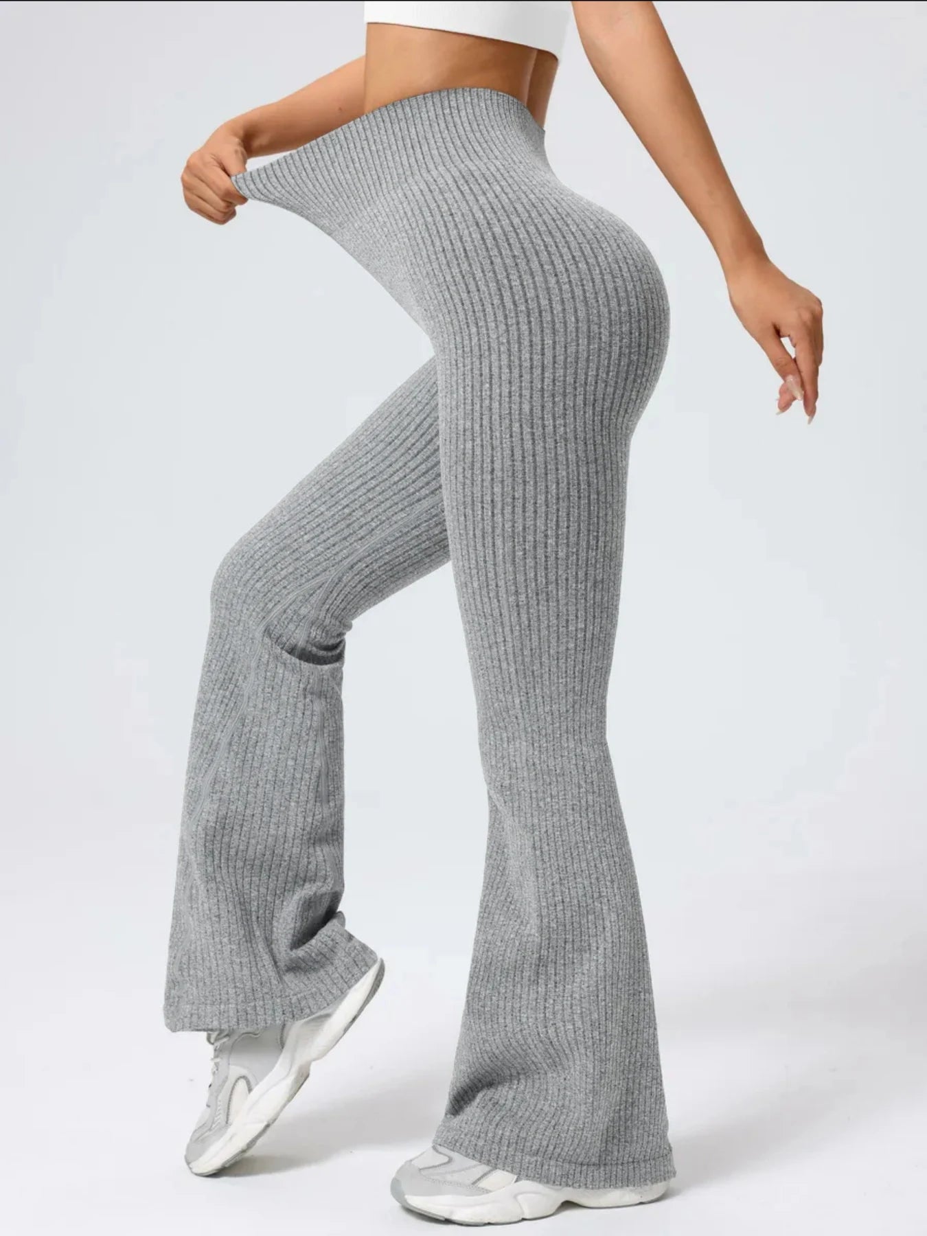High-waisted tapered flared yoga pants, high-waisted butt-lifting fitness leggings, peach-shaped butt sports long pants, wide-le