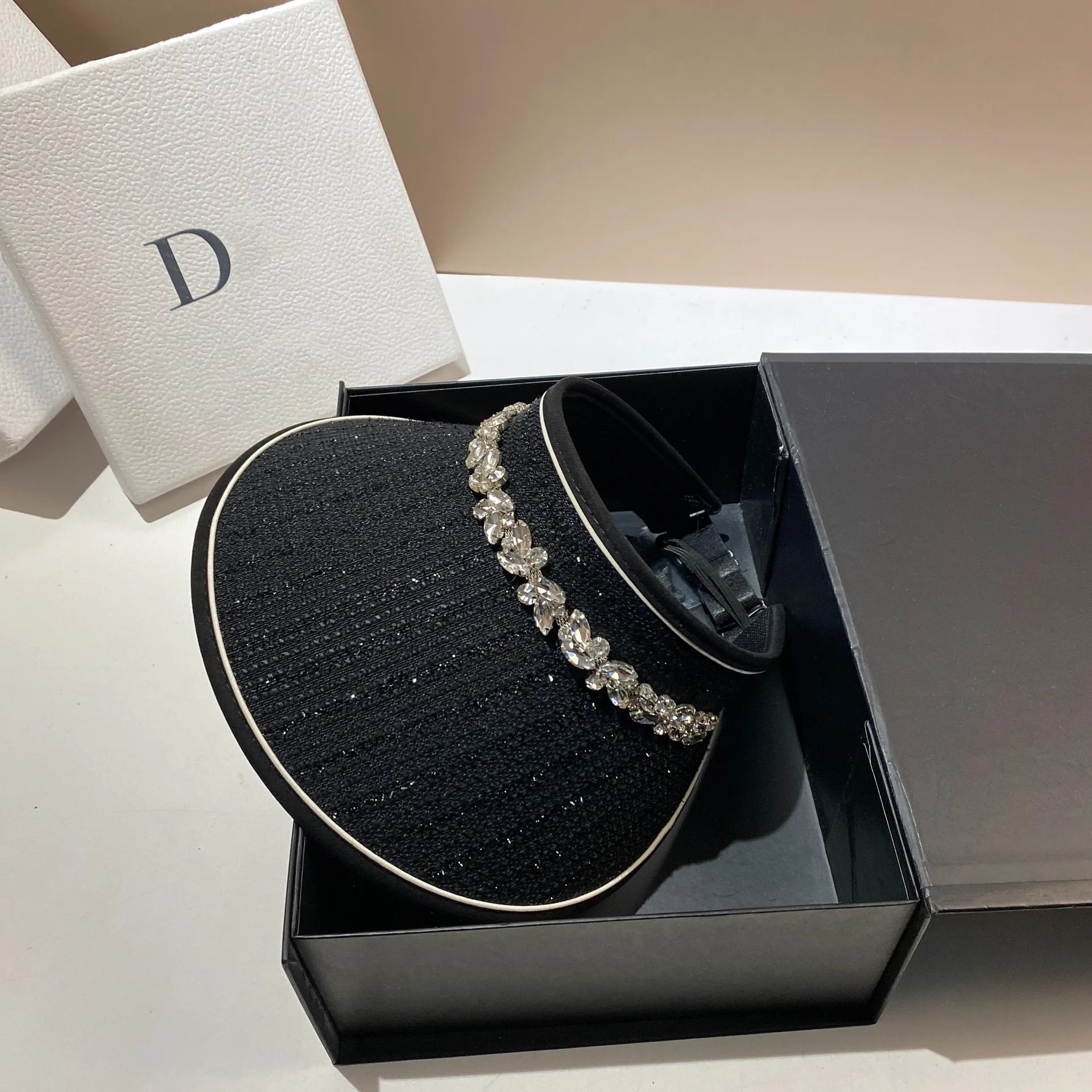 Luxury Rhinestone Empty Top Hats for Women Summer Sunshade Sun Hat Large Brim Travel Beach Sunscreen Panama Cap
