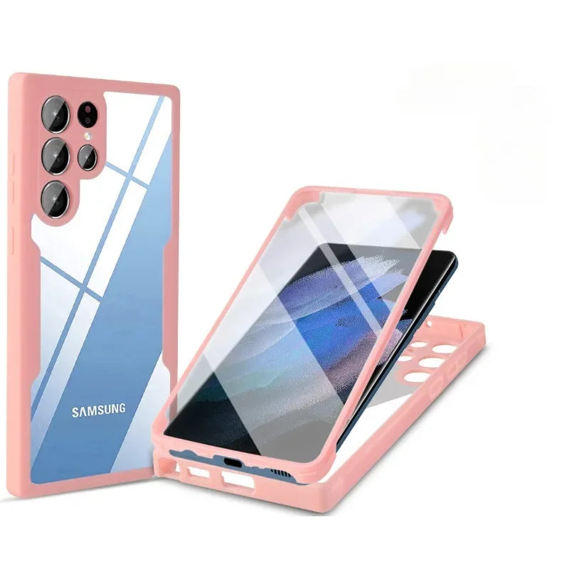 360 Clear Phone Case for Samsung Galaxy S24 S22 S25 Ultra Plus S23 FE A05S A54 A16 A06 A36 A56 A26 creen Full Protection Cover