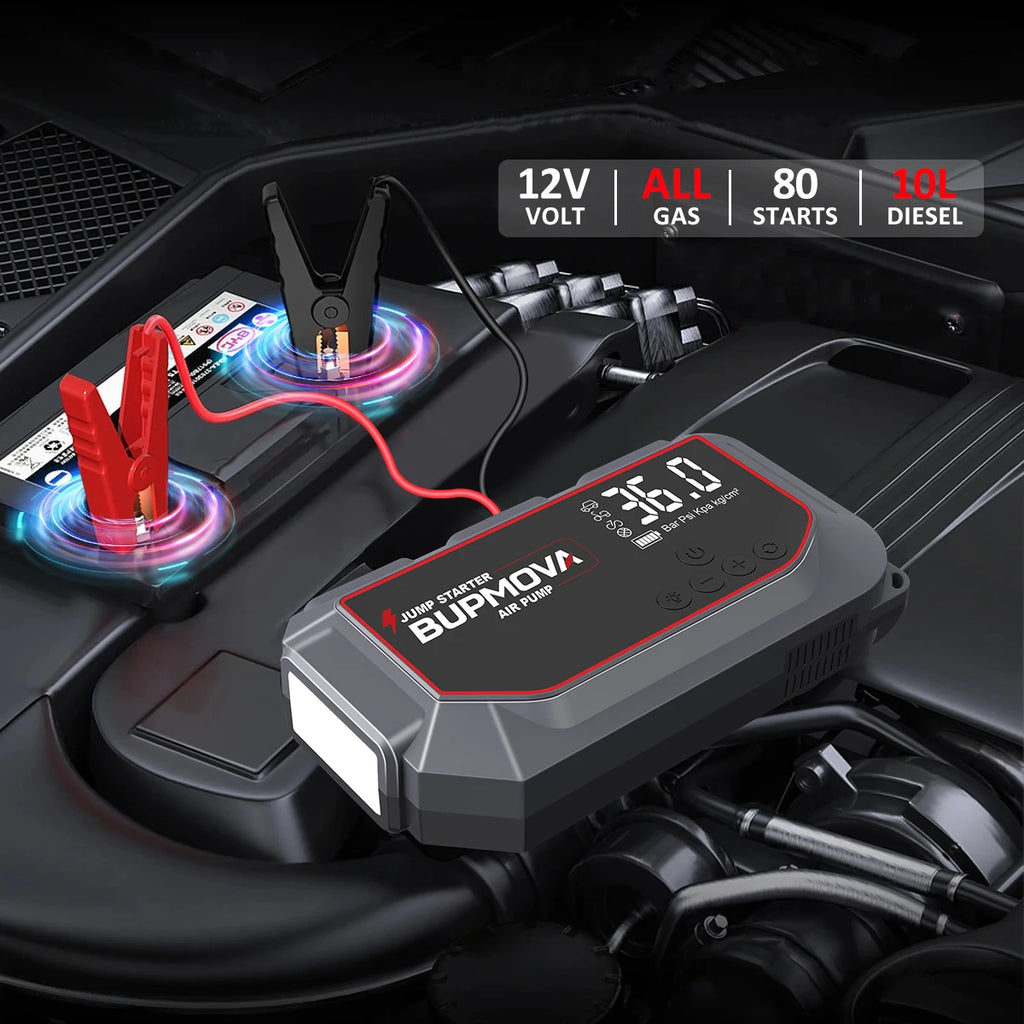 4 in 1 Car Jump Starter with Air Compressor 4000A Portable Power Bank 150PSI Tire Inflator Auto Portable Battery Starter for Car