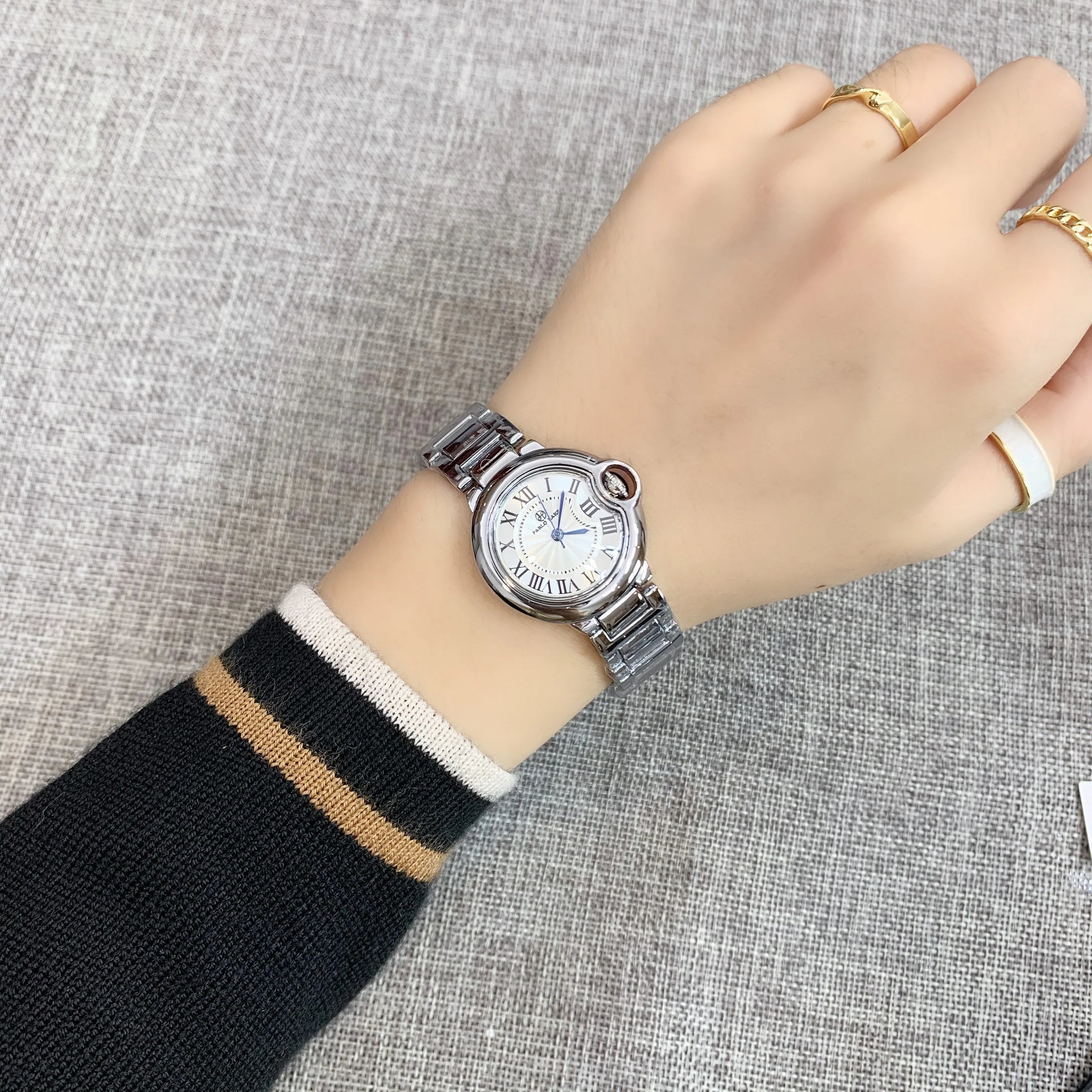 Pablo Raez Couple Watch for Men Women Reloj Mujer Man Quartz Wristwatch Male Simple Leather Strap Ladies Roman Numerals Clock