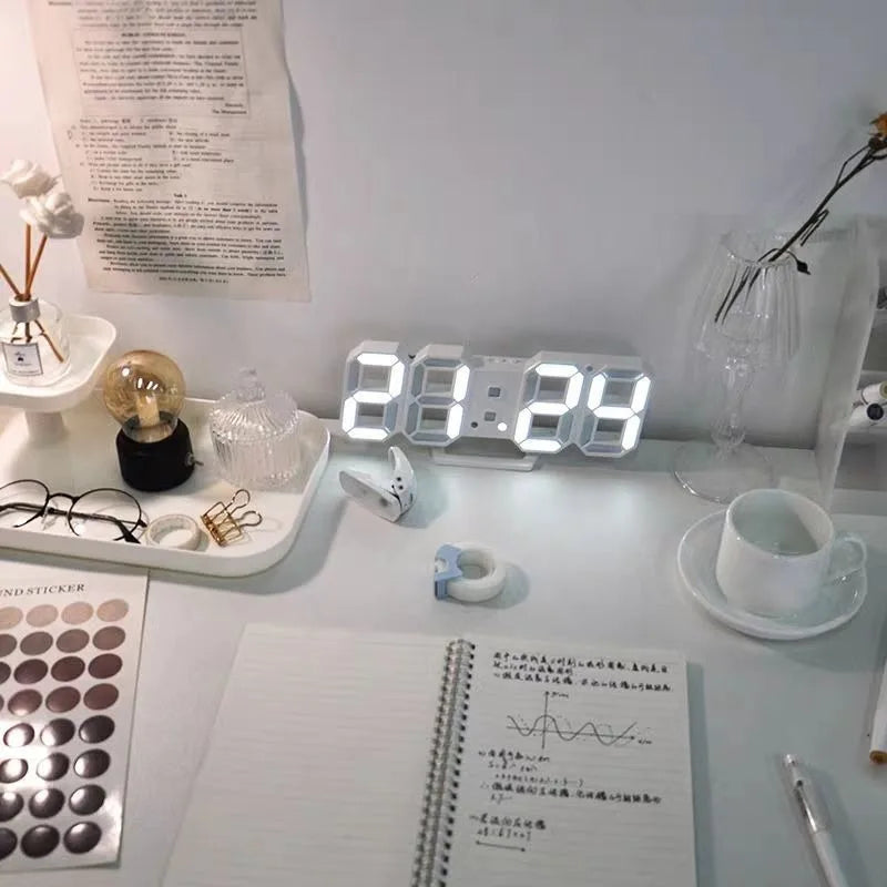 LED Digital Alarm Clock Wall Hanging With 3D Display Date Temperature For Home Kitchen Office Decoration Clocks Decor