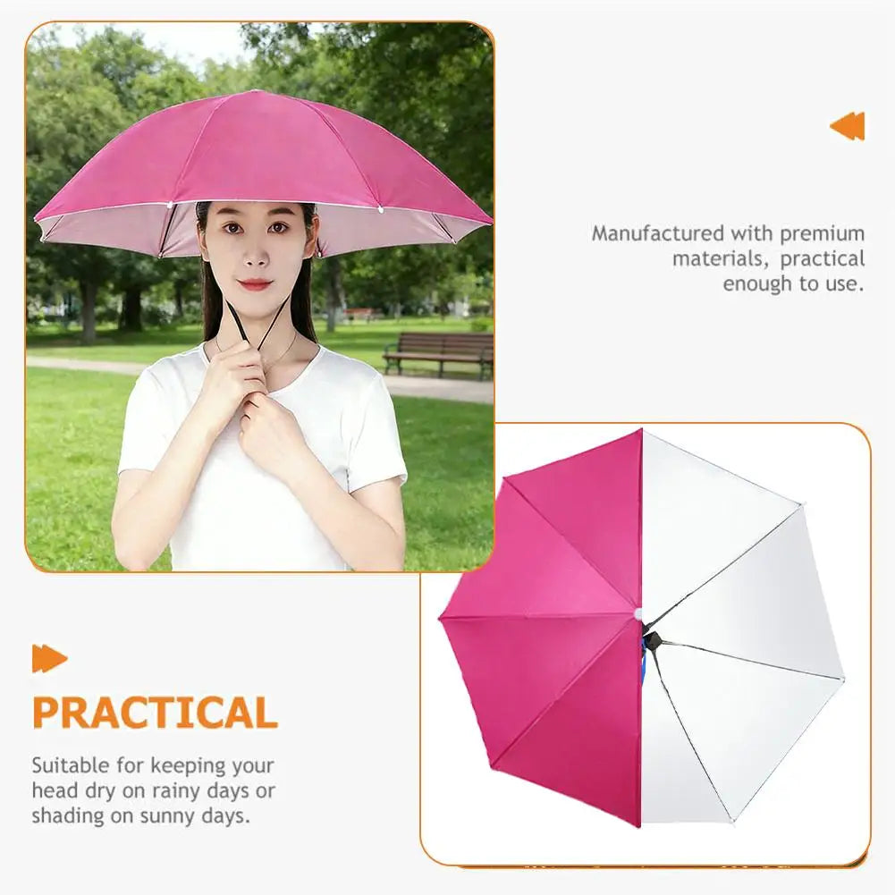 Rain Umbrella Hat Foldable Sun Shade Waterproof Fishing Headwear Cap Beach Head Hats Double-Layer UV Protection Sunscreen