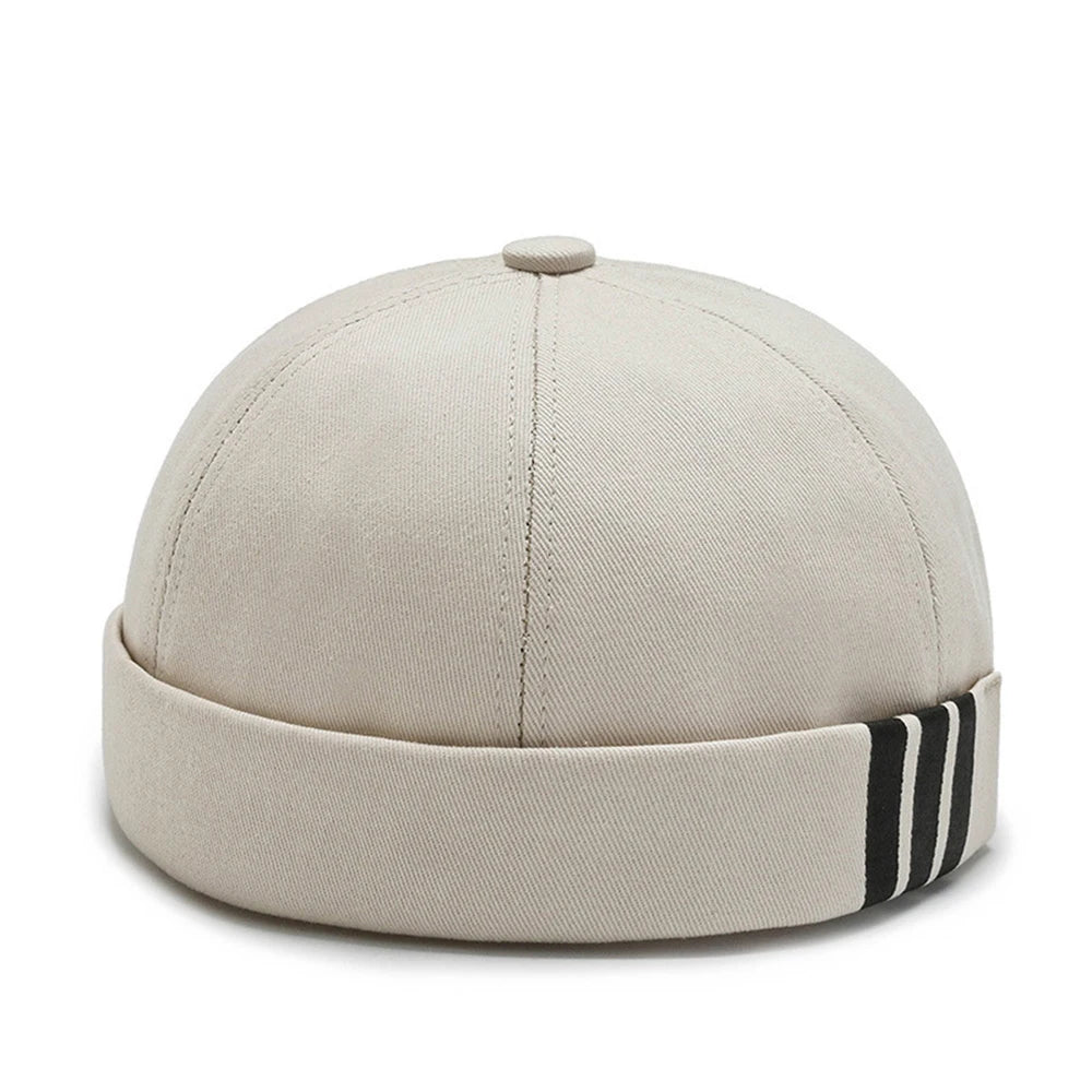 Retro Letter Label Brimless Caps Unisex Solid Color Beanie Men Women Summer Street Adjustable Docker Hats Melon Cap Hip Hop Cap