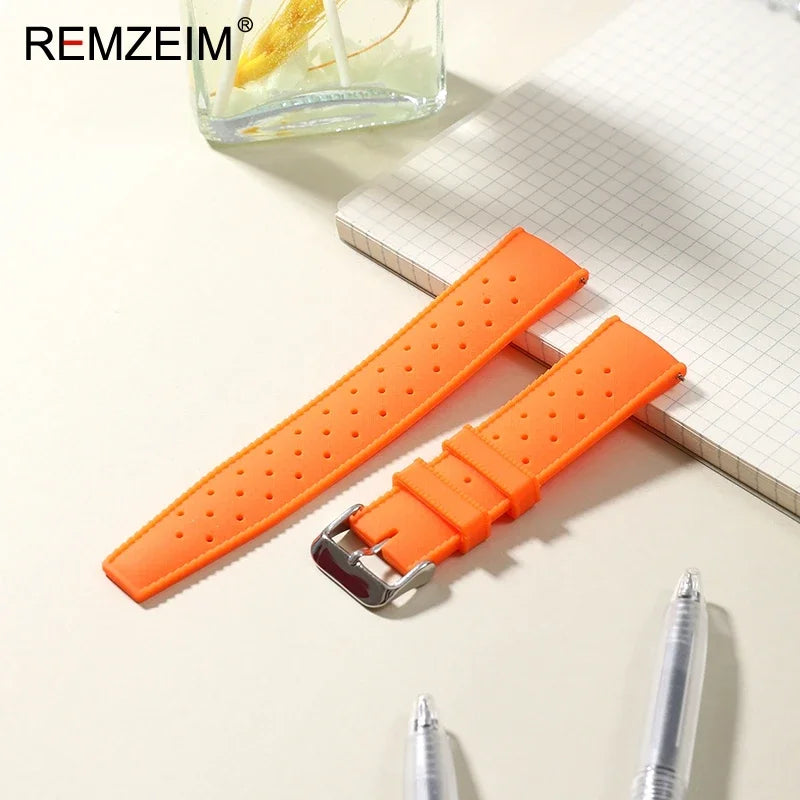 Quick Release Men's and Women's Leisure Universal  Watch Strap 18mm 20mm 22mm Soft Tropical Silicone Watch Strap