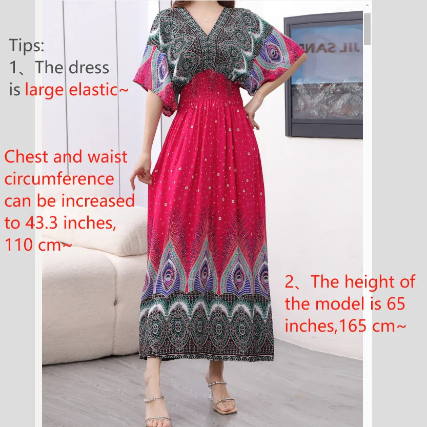Boho Chic Short Sleeve Dress Slash Neck Elegant Women Dress Vintage Romantic Print Midi Dress Holiday Dress New Clothes Trend
