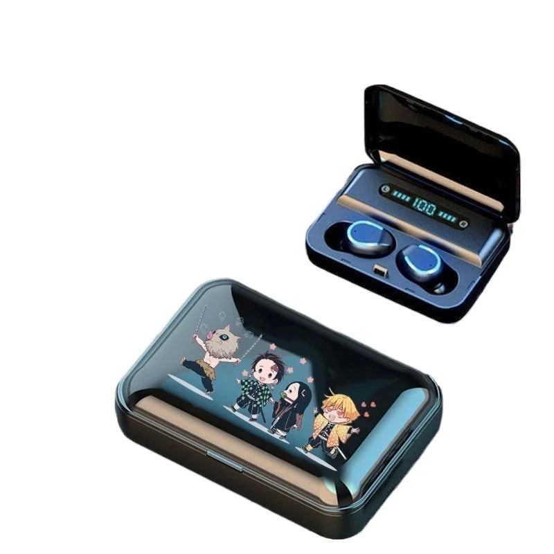 Demon Slayer Kamado Tanjirou Kamado Nezuko Cartoon Cute Bluetooth Headset Sports Fitness Convenient Wireless Charging Headset